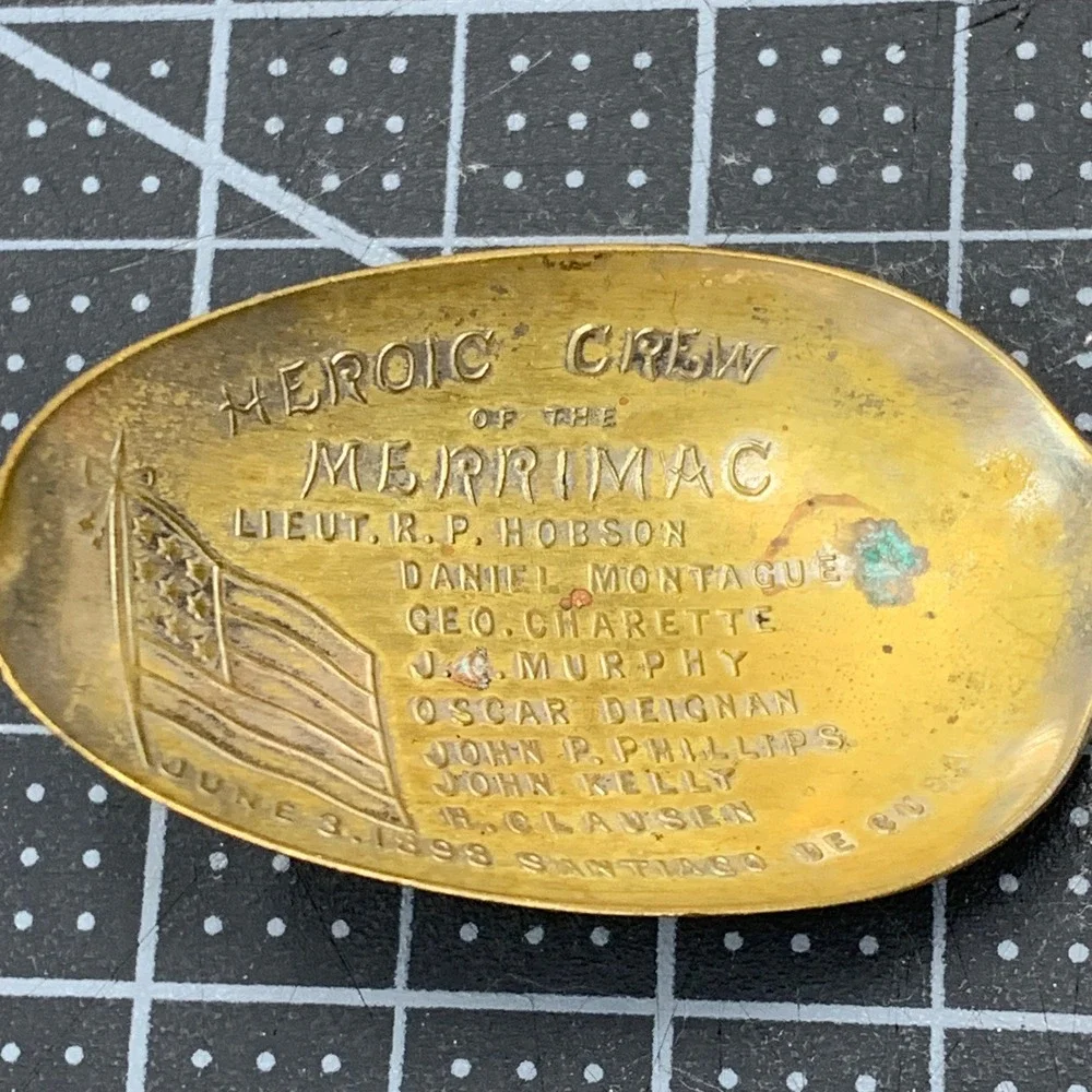 Antique Heroic Crew Merrimac Lt. Hobson Rear‎ Admiral Sampson Spoon